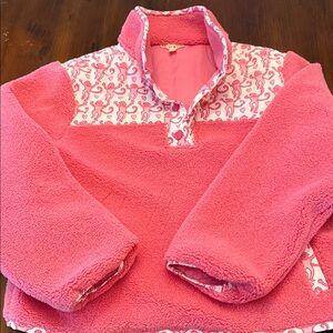 Roller Rabbit Pink Fleece Sweatshirt with Patterned Accents